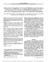 Fellow Eye Comparison of Corneal Thickness and Curvature in Descemet Membrane Endothelial Keratoplasty and Descemet Stripping Automated Endothelial Keratoplasty