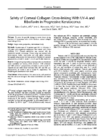 Safety of Corneal Collagen Cross-linking With UV-A and Riboflavin in Progressive Keratoconus